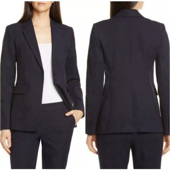 Nordstrom Signature One‎ Button Blazer Womens Black Size 2 Career Professional - Picture 1 of 13
